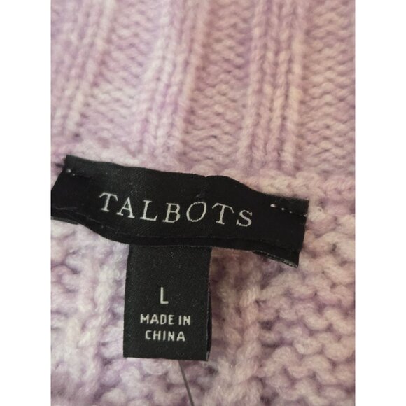 NWT! Talbots Chunky Cable Knit Poncho Lilac Size Large Mockneck Cozy Warm Boho - Picture 6 of 10